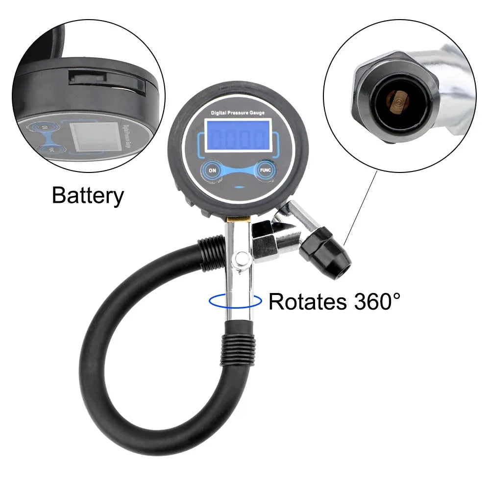 Auto-Reifendruckmessgerät, digitaler LCD-Reifentester, hochpräzises Überwachungssystem, Testzubehör für Auto, LKW, Fahrzeug, Motorrad