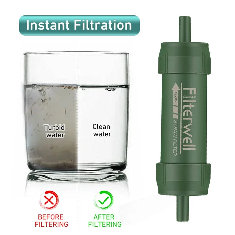 Outdoor Mini Water Filter Straw Camping Purification Portable Hiking Water Purifier for Survival or Emergency Supplies