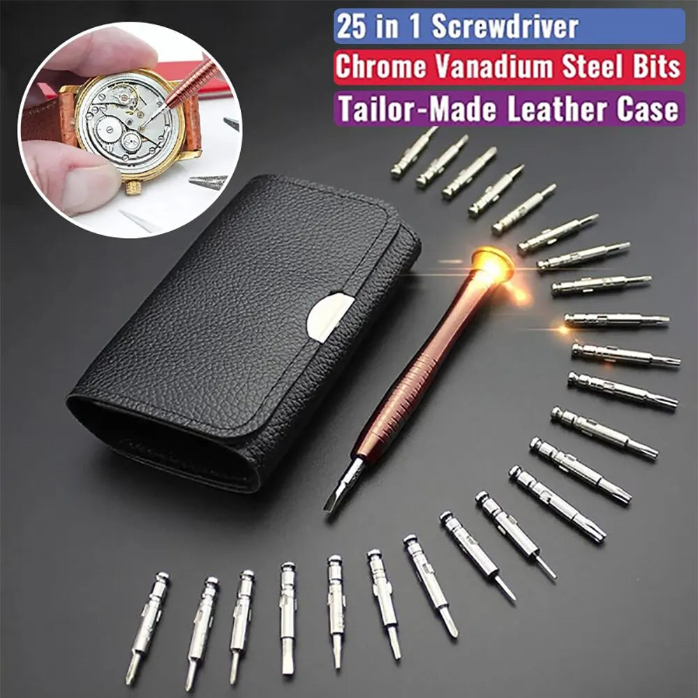Mini-Präzisions-Schraubendreher-Set, 25-in-1, elektronischer Torx-Schraubendreher, Öffnungs- und Reparatur-Werkzeugsatz für iPhone, Kamera, Uhr, Tablet-PC