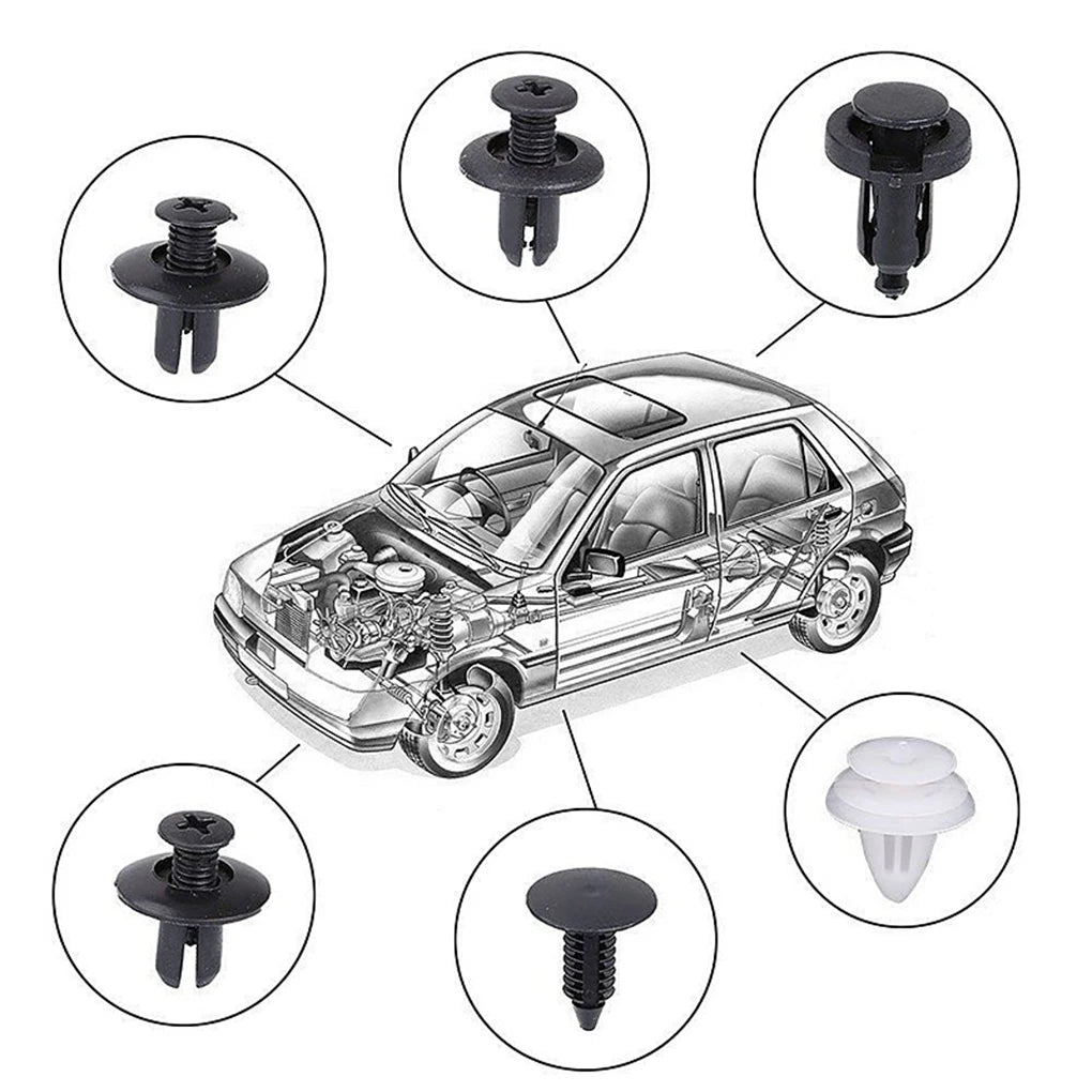 100pcs Auto Fastener Clip Car Fender Push Retainer Pin Rivet Bumper for Door Trim Panel Retainer, Box/Bag Package - ToolFlx