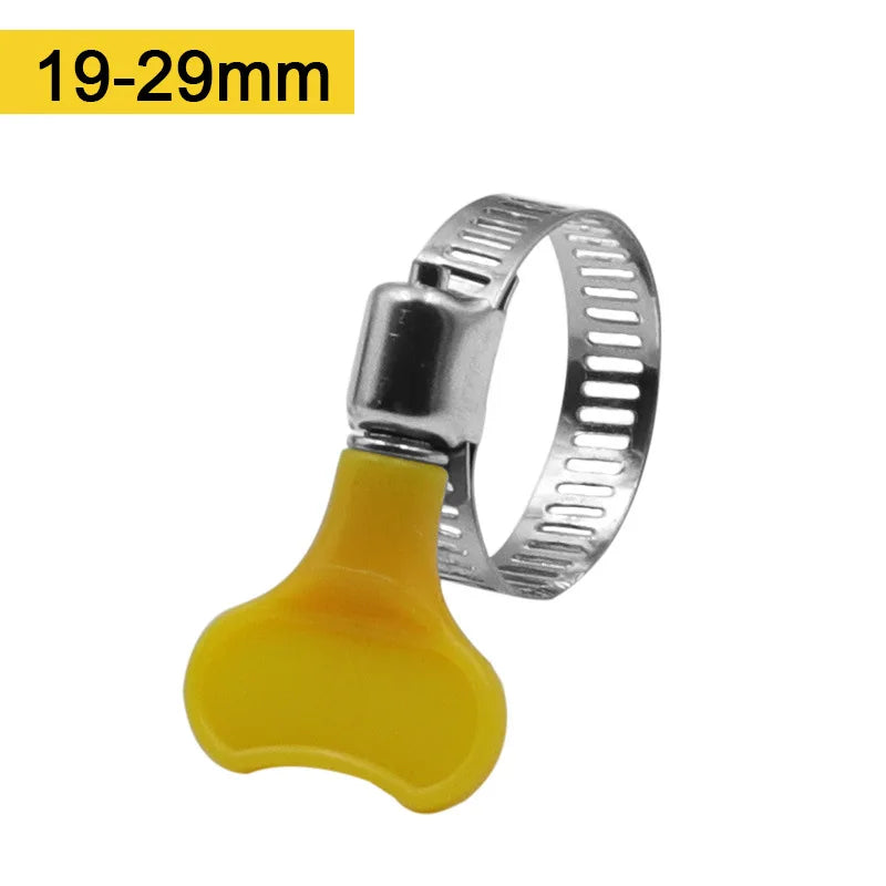 5 Stück 8–44 mm verstellbarer gelber Kunststoffgriff Handdrehschlauchschellen Schneckengetriebe 201 Edelstahl-Rohrschellen für Rohre