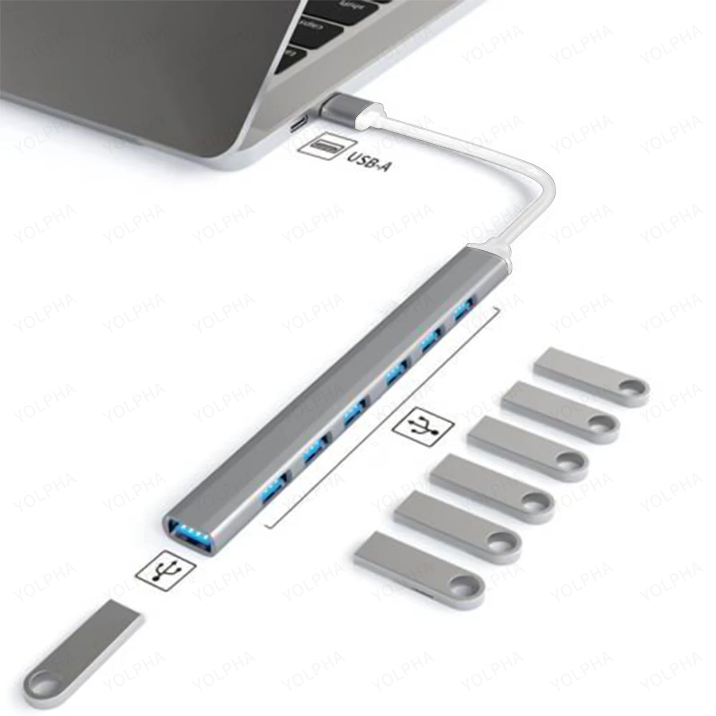 USB 3.0 HUB USB 2.0 HUB USB C HUB Type C HUB Multi Splitter High Speed 5Gbps For PC Computer Multiport USB A HUB Port 7 Ports