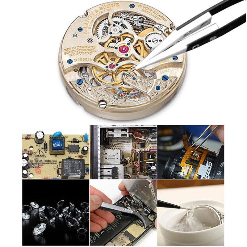 Gerade Keramikpinzette zum Löten von Elektronik mit Edelstahlgriff, schwarze Pinzette, Handwerkzeug, Präzisionspinzette