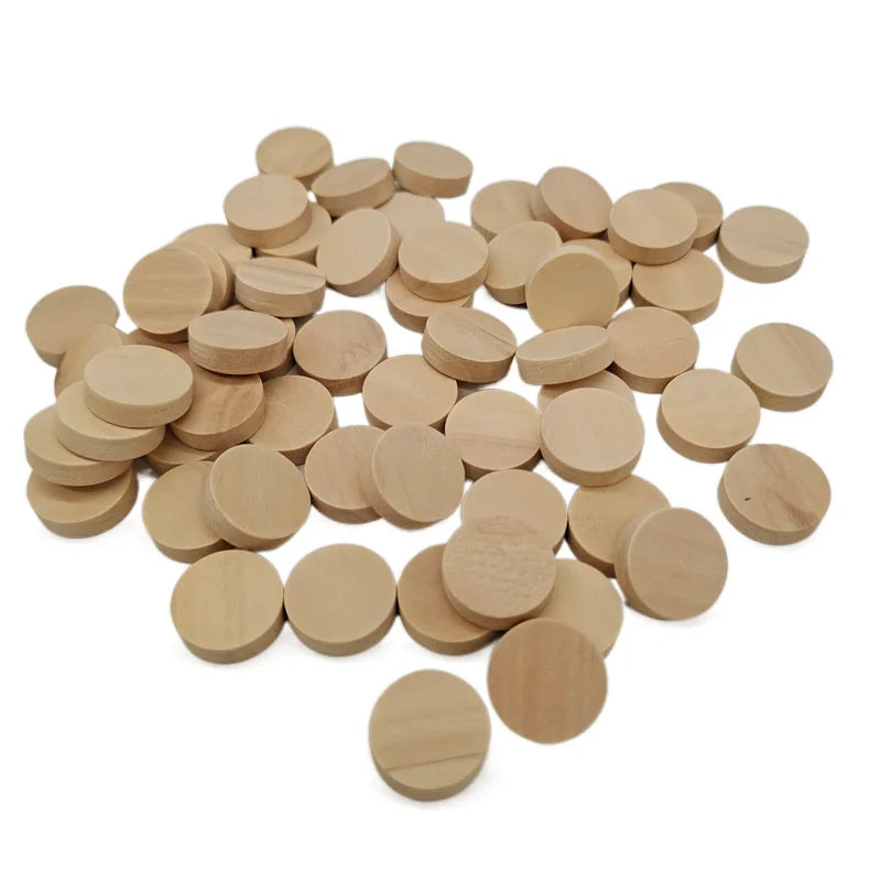 1,5 cm – 3,5 cm große Holzkreise, runde Scheiben, unfertige Scheiben, blanke Holzornamente für Heimwerkerarbeiten, Schulprojekte, Dekorationen.
