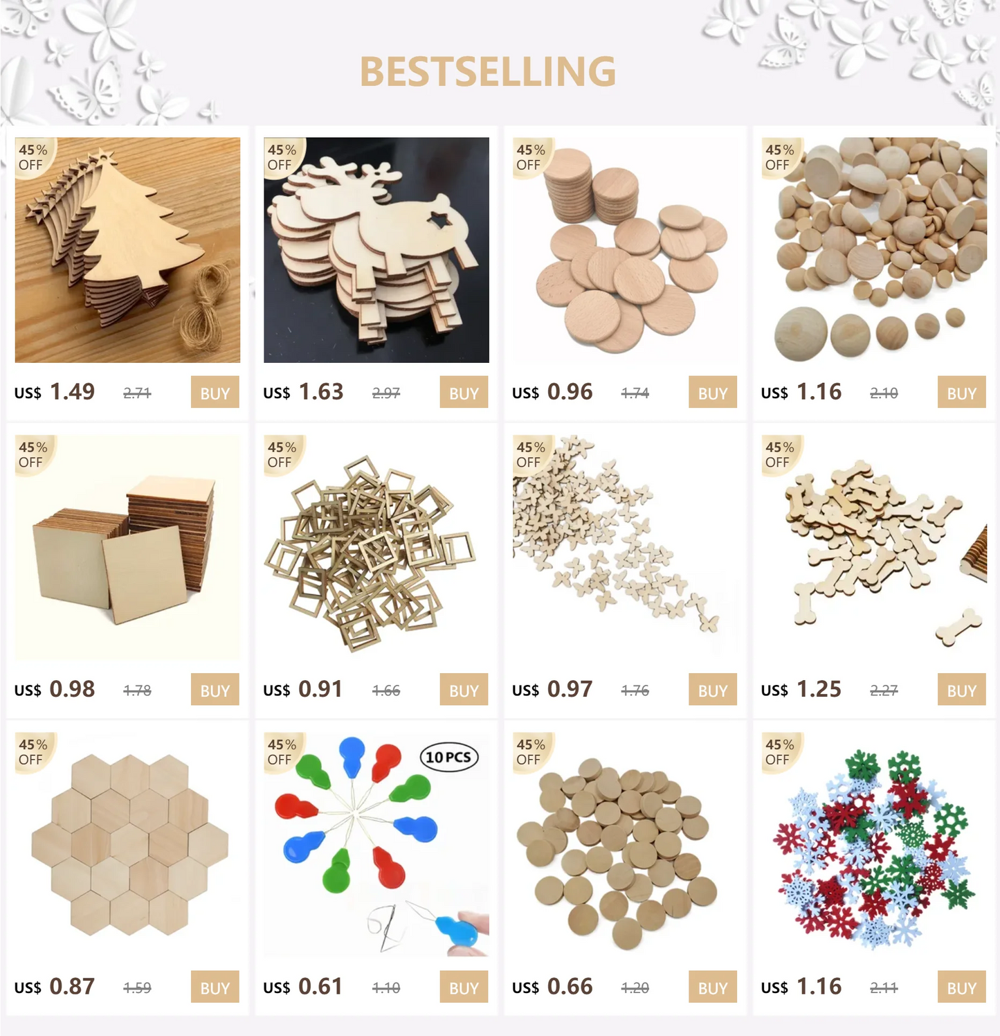 1,5 cm – 3,5 cm große Holzkreise, runde Scheiben, unfertige Scheiben, blanke Holzornamente für Heimwerkerarbeiten, Schulprojekte, Dekorationen.