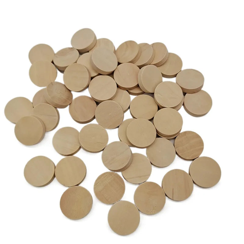 1,5 cm – 3,5 cm große Holzkreise, runde Scheiben, unfertige Scheiben, blanke Holzornamente für Heimwerkerarbeiten, Schulprojekte, Dekorationen.