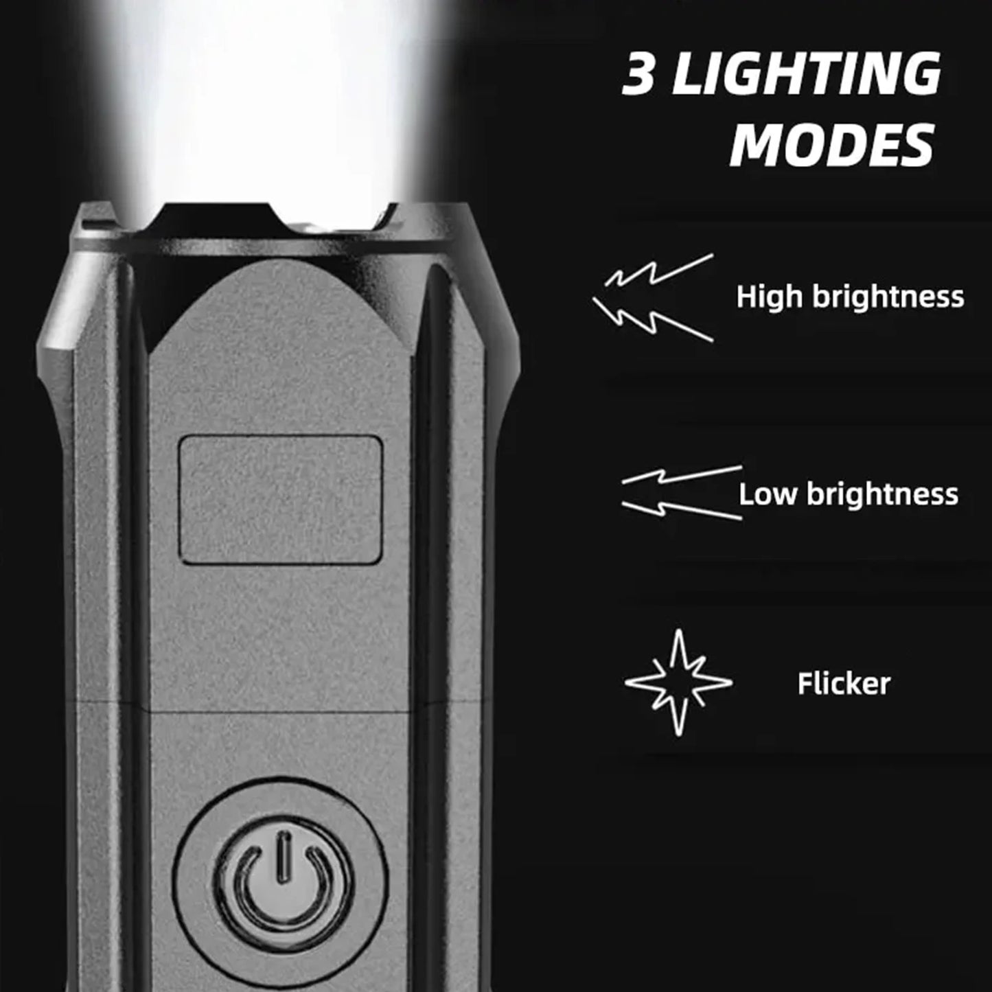 Hochleistungs-Camping-Taschenlampe, LED-Suchscheinwerfer, USB-aufladbare Taschenlampe, wasserdicht, für den Außenbereich, taktische Jagd-Taschenlampe