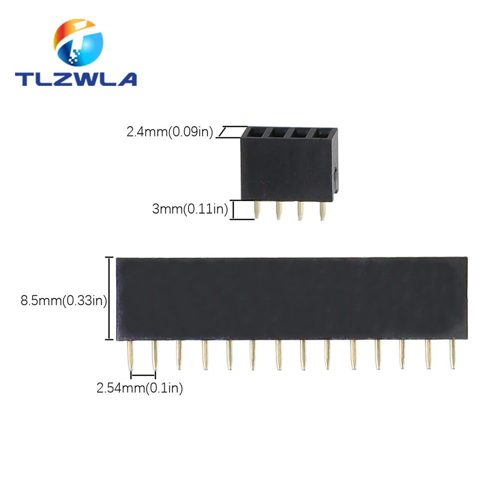 10 STÜCKE Einreihige Pin Buchsenleiste Pitch 2,54mm 1*2p 3p 4p 5p 6p 7p 8p 9p 10p 12p 14p 16p 18p 20p 22p 40p Pin Stecker