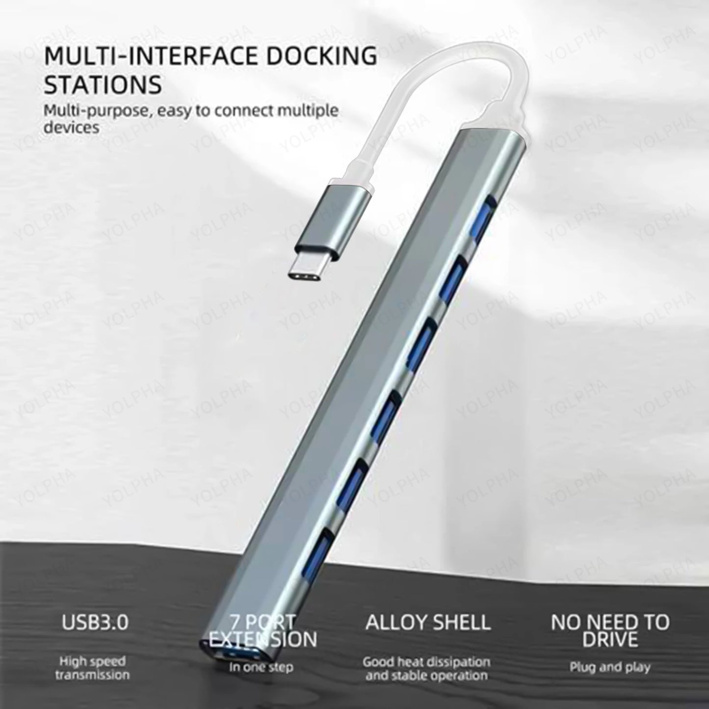 USB 3.0 HUB USB 2.0 HUB USB C HUB Type C HUB Multi Splitter High Speed 5Gbps For PC Computer Multiport USB A HUB Port 7 Ports