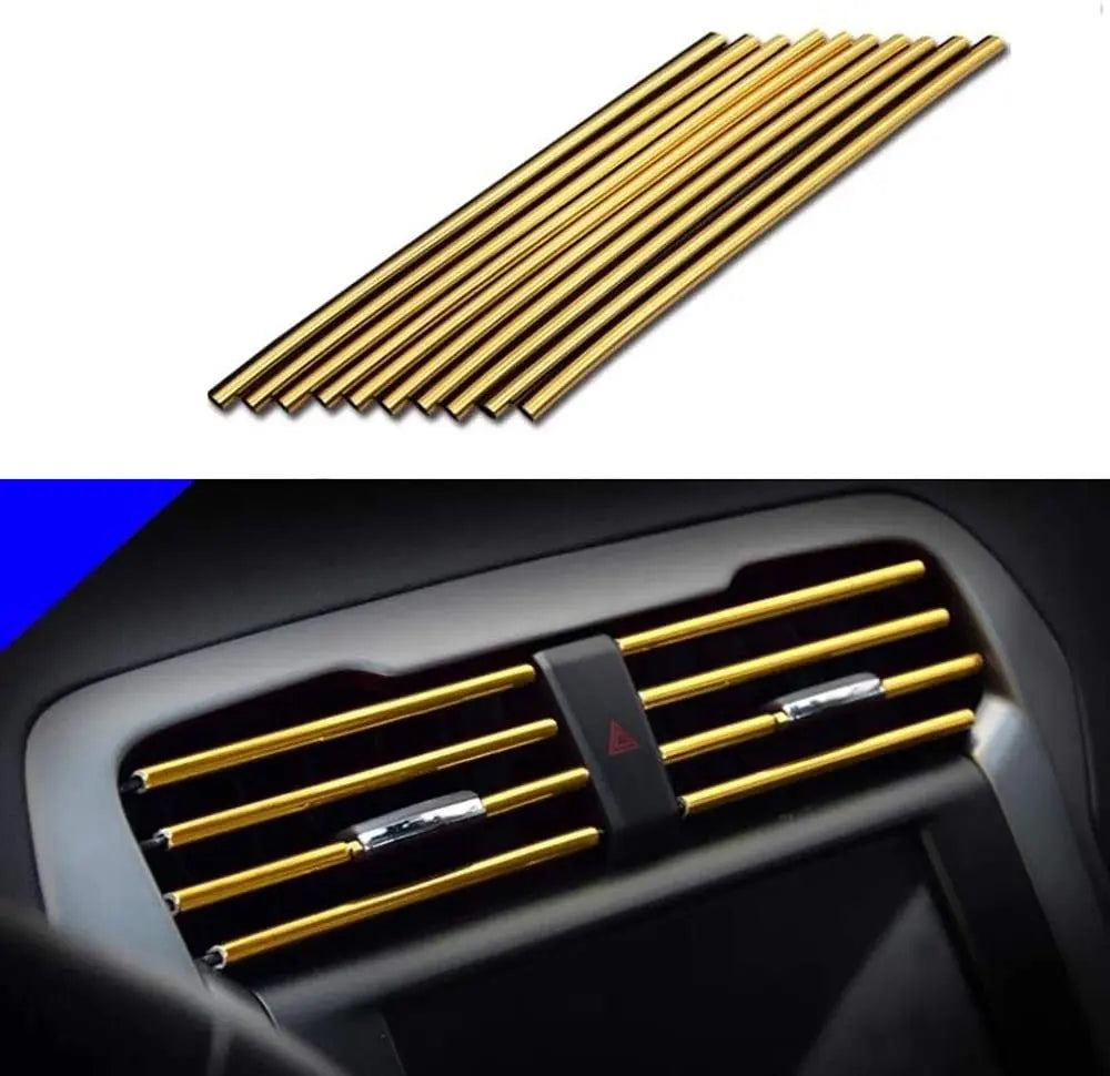 10 Pcs 20cm Car Air Conditioner Vent Outlet Trim Strip U Shape Chrome PVC Colorful Shiny Car Trim Strip for Car Decoration