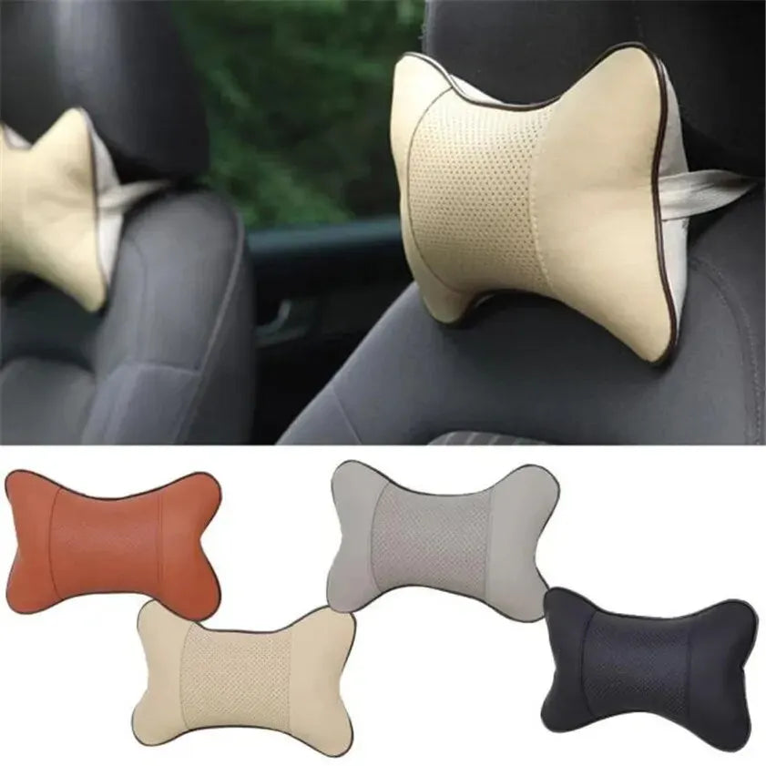 Oreillers de cou de voiture des deux côtés en cuir PU 1 pièce Pack appui-tête pour soulagement de la douleur à la tête rempli de fibres oreiller de voiture universel