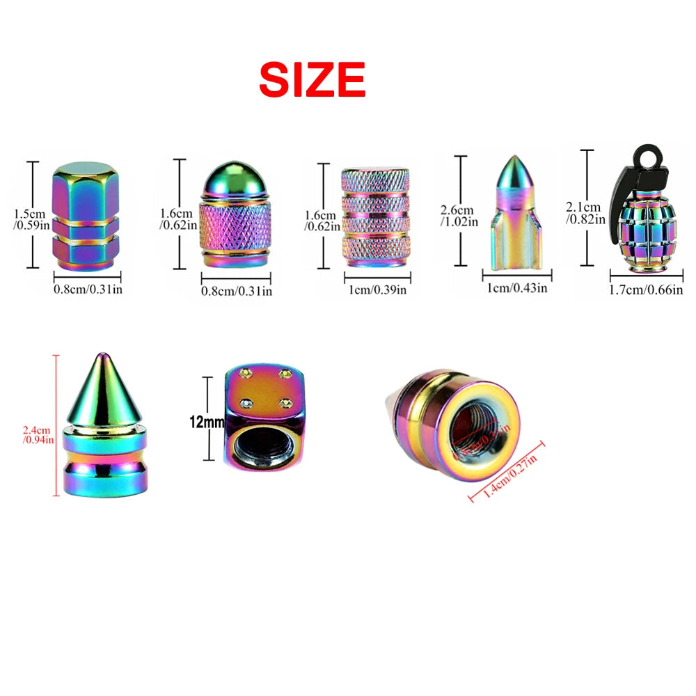 Colorful Valve Stems Caps Tire Cap Aluminum Wheels Cover For Car Valve Plugs For Wheels Nipple Caps For Auto Motorcycle Bike