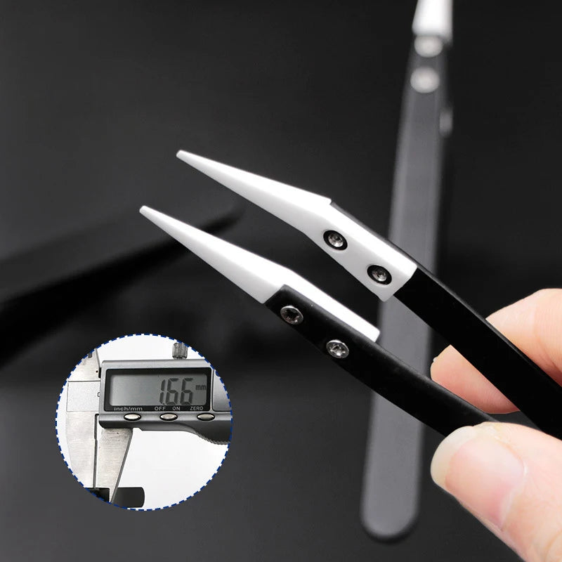 Gerade Keramikpinzette zum Löten von Elektronik mit Edelstahlgriff, schwarze Pinzette, Handwerkzeug, Präzisionspinzette