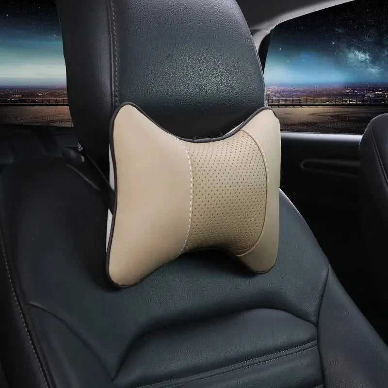 Oreillers de cou de voiture des deux côtés en cuir PU 1 pièce Pack appui-tête pour soulagement de la douleur à la tête rempli de fibres oreiller de voiture universel