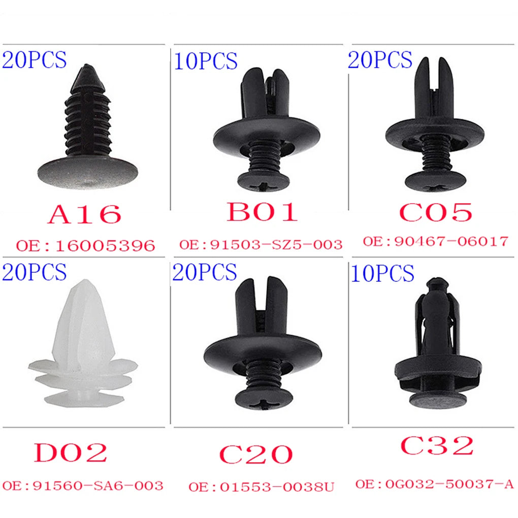 100pcs Auto Fastener Clip Car Fender Push Retainer Pin Rivet Bumper for Door Trim Panel Retainer, Box/Bag Package - ToolFlx
