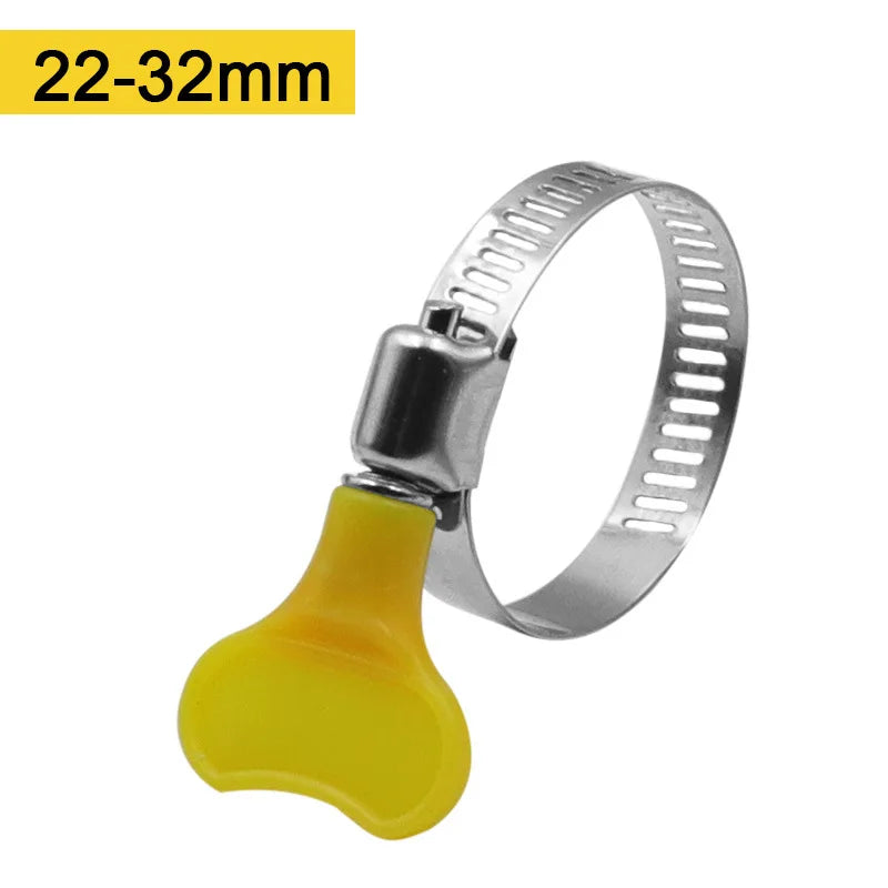 5 Stück 8–44 mm verstellbarer gelber Kunststoffgriff Handdrehschlauchschellen Schneckengetriebe 201 Edelstahl-Rohrschellen für Rohre