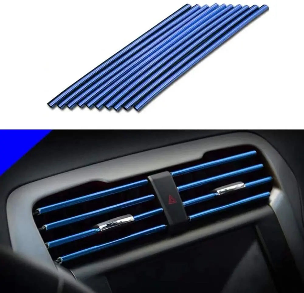 10 Pcs 20cm Car Air Conditioner Vent Outlet Trim Strip U Shape Chrome PVC Colorful Shiny Car Trim Strip for Car Decoration