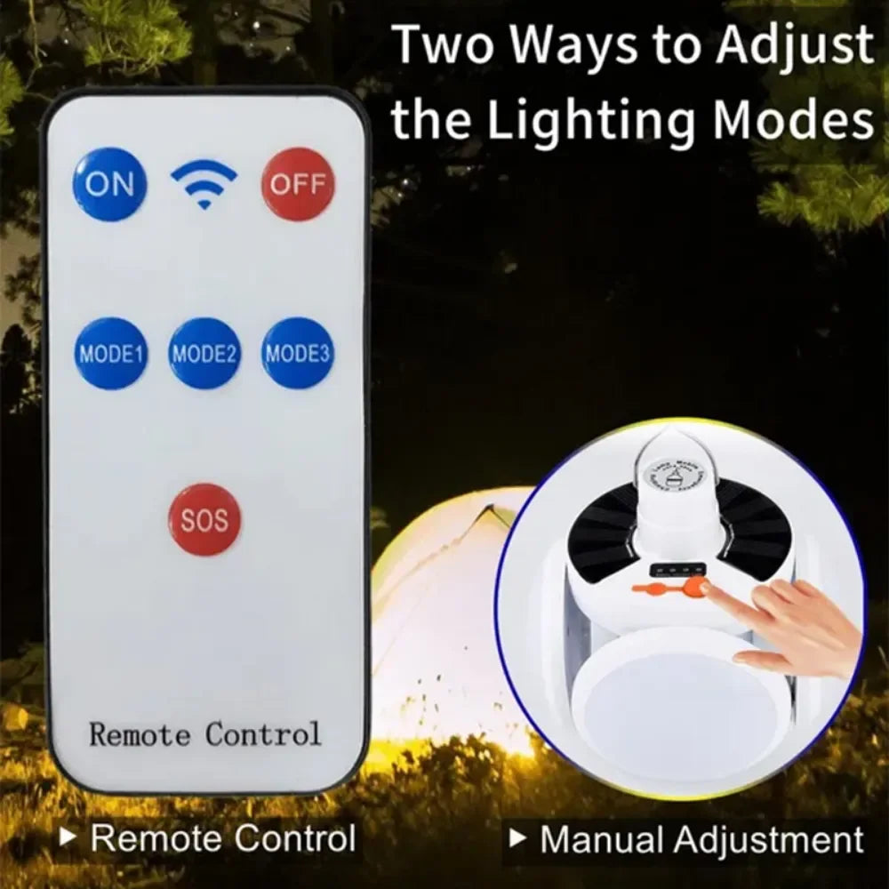 Lampe solaire d'extérieur pliable, portable, rechargeable par USB, ampoule LED, lampes de recherche, torche de camping, lampe d'urgence pour pannes de courant