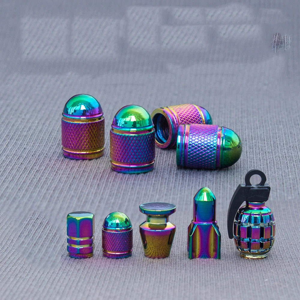 Colorful Valve Stems Caps Tire Cap Aluminum Wheels Cover For Car Valve Plugs For Wheels Nipple Caps For Auto Motorcycle Bike