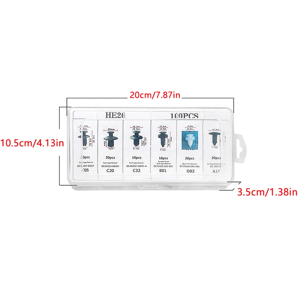 100pcs Auto Fastener Clip Car Fender Push Retainer Pin Rivet Bumper for Door Trim Panel Retainer, Box/Bag Package - ToolFlx