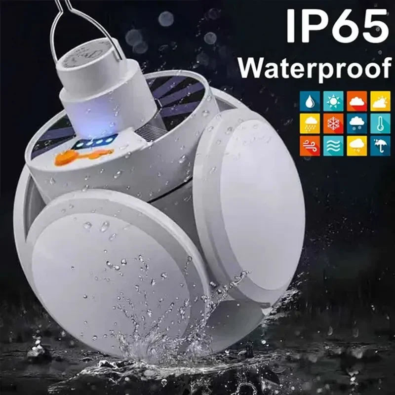 Lampe solaire d'extérieur pliable, portable, rechargeable par USB, ampoule LED, lampes de recherche, torche de camping, lampe d'urgence pour pannes de courant