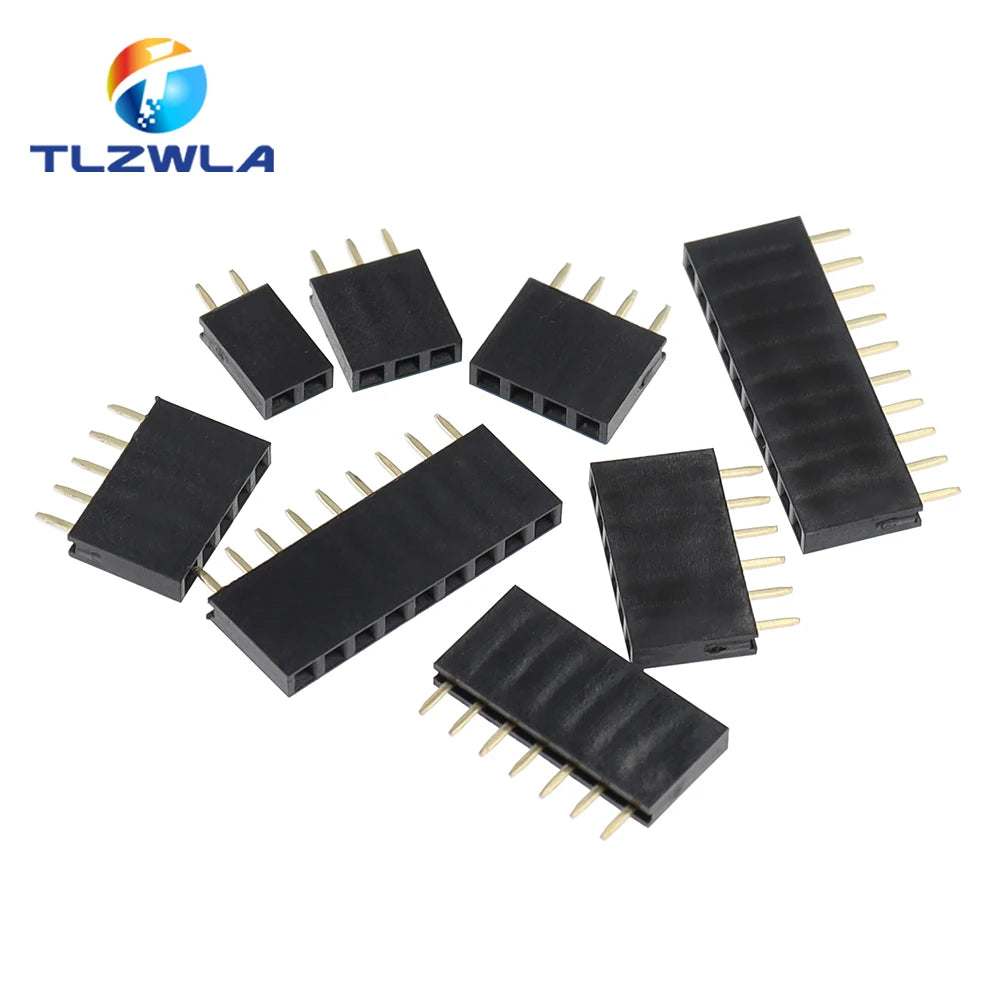 10 STÜCKE Einreihige Pin Buchsenleiste Pitch 2,54mm 1*2p 3p 4p 5p 6p 7p 8p 9p 10p 12p 14p 16p 18p 20p 22p 40p Pin Stecker