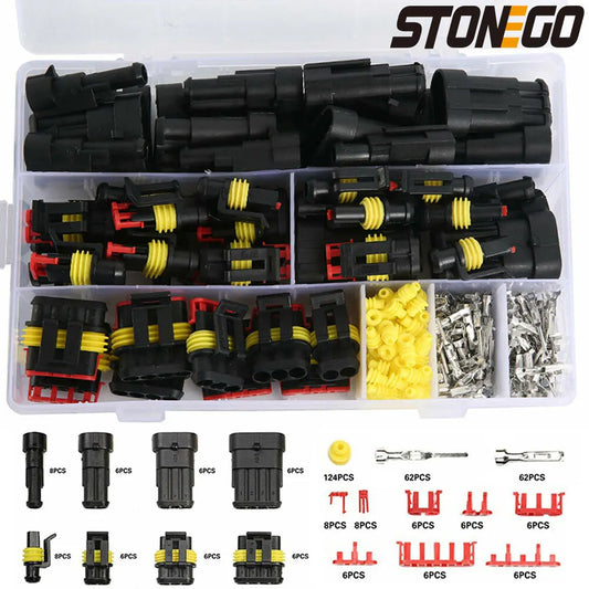 STONEGO 240/352Pcs Car Waterproof Connector Kit HID Xenon Lamp Harness Plug Connector 1/2/3/4 Holes