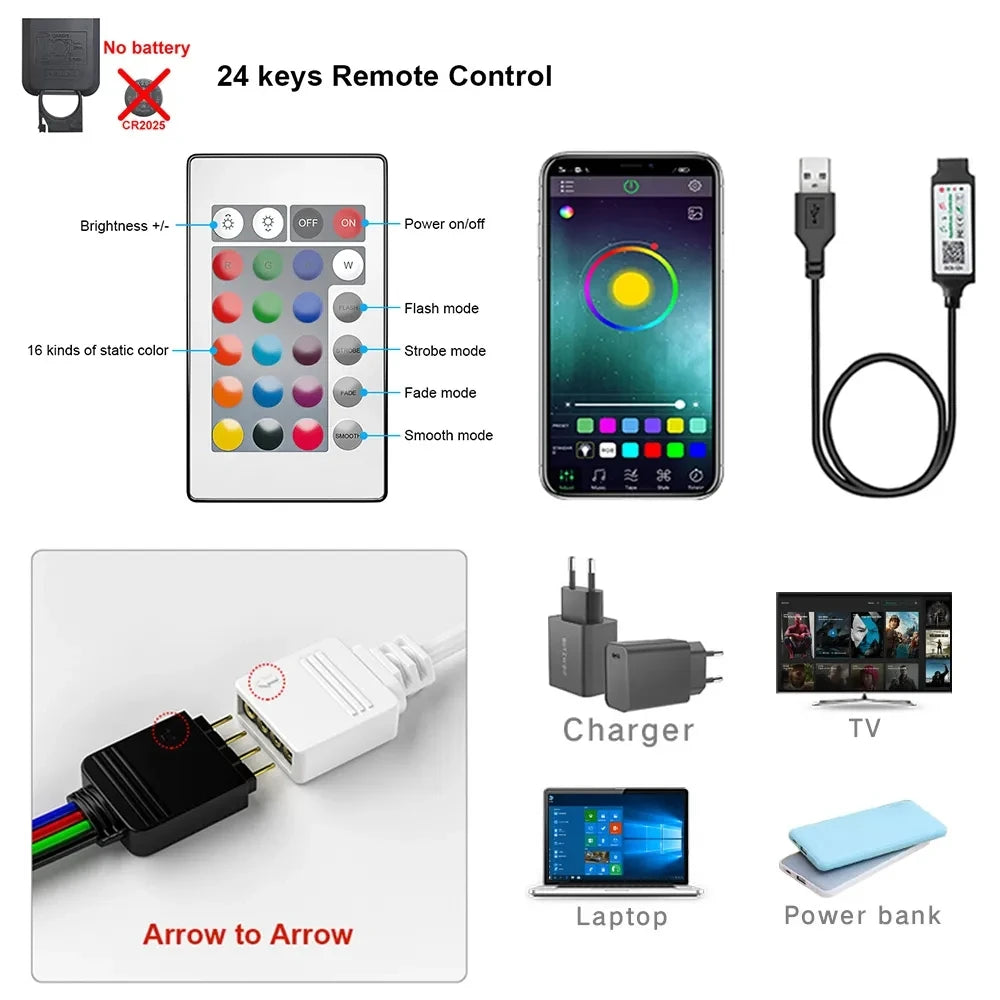 LED-Leuchten Bluetooth 5050 SMD USB-LED-Streifen Alexa APP-Steuerung WIFI RGB Klebeluces LED-TV-Hintergrundbeleuchtung Lampen für die Raumdekoration 