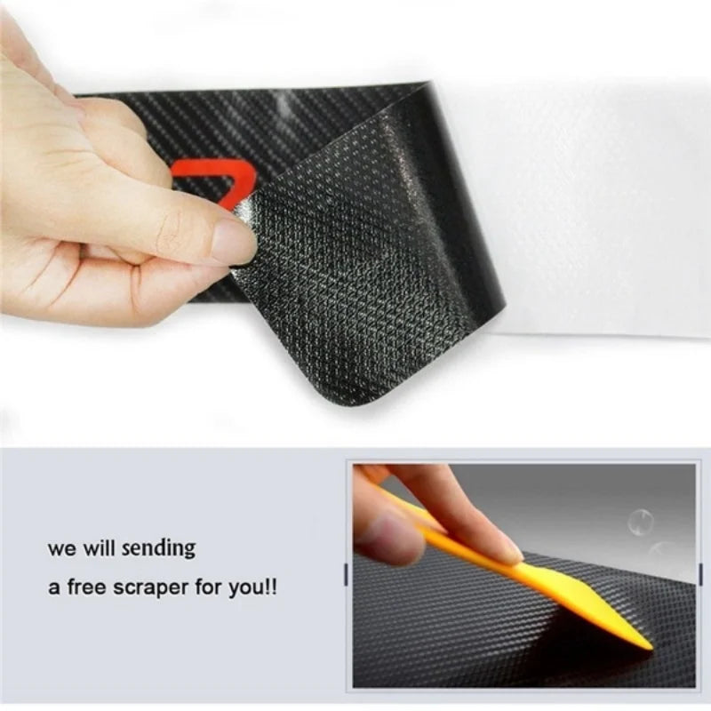 STONEGO 3D Carbon Fiber Car Sticker DIY Paste Protector Strip Door Sill Side Mirror Anti Scratch Tape Waterproof Protection Film