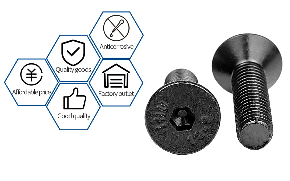 NINDEJIN hex hexagon socket countersunk head screw kit m2 m2.5 m3 m4 m5 m6 carbon steel flat head bolt and nut screw set