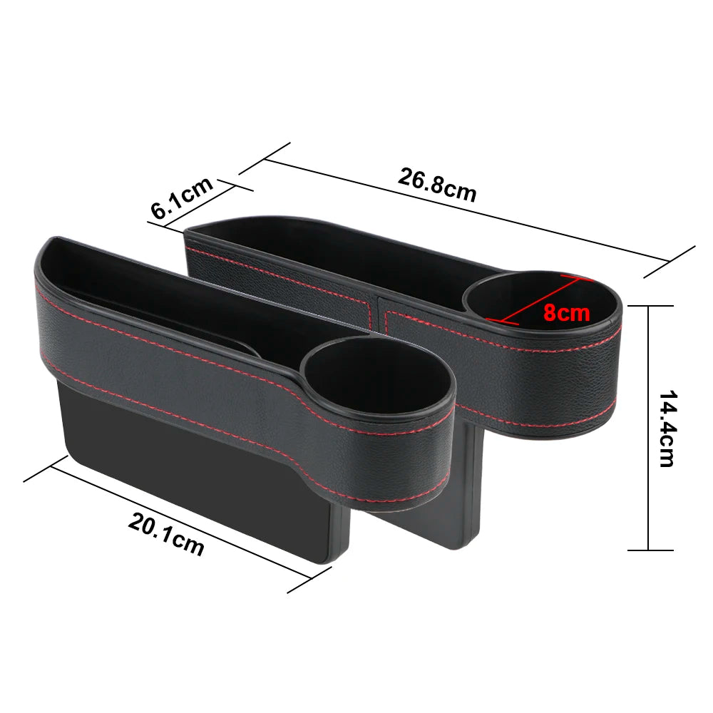 PU Leather Car Seat Gap Storage Box Universal Seat Gap Slit Box With Charging Hole Phone Bottle Keys Holder Box Auto Organizer