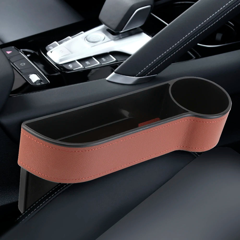 PU Leather Car Seat Gap Storage Box Universal Seat Gap Slit Box With Charging Hole Phone Bottle Keys Holder Box Auto Organizer