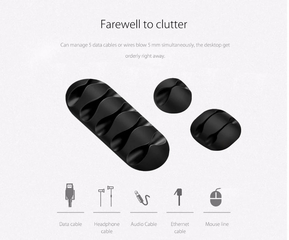 2021 NEW USB Cable Organizer Silicone Cable Winder Desktop Tidy Management Clips Cable Holder for Mouse Headphone Wire Organizer