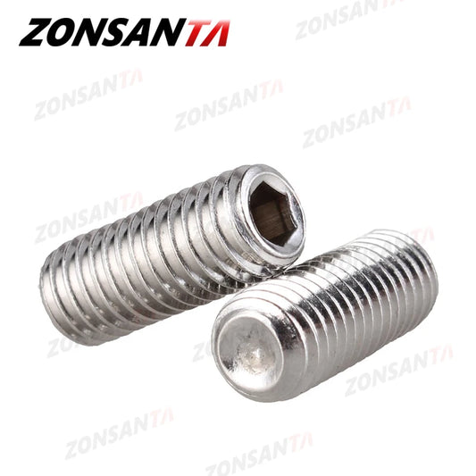 ZONSANTA Grub Screw M2 M2.5 M3 M4 M5 M6 M8 DIN916 304 stainless Hex Hexagon Socket Allen Cup Point DIY Set Door handles Bolt