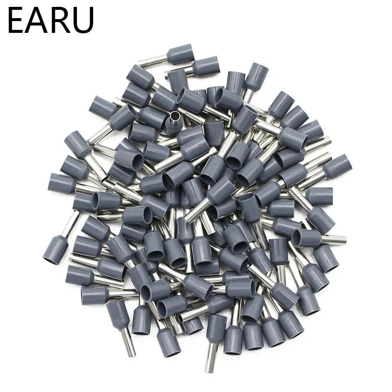 1000pcs/Pack E0508 E7508 E1008 E1508 E2508 Insulated Ferrules Terminal Block Cord End Wire Connector Electrical Crimp Terminator