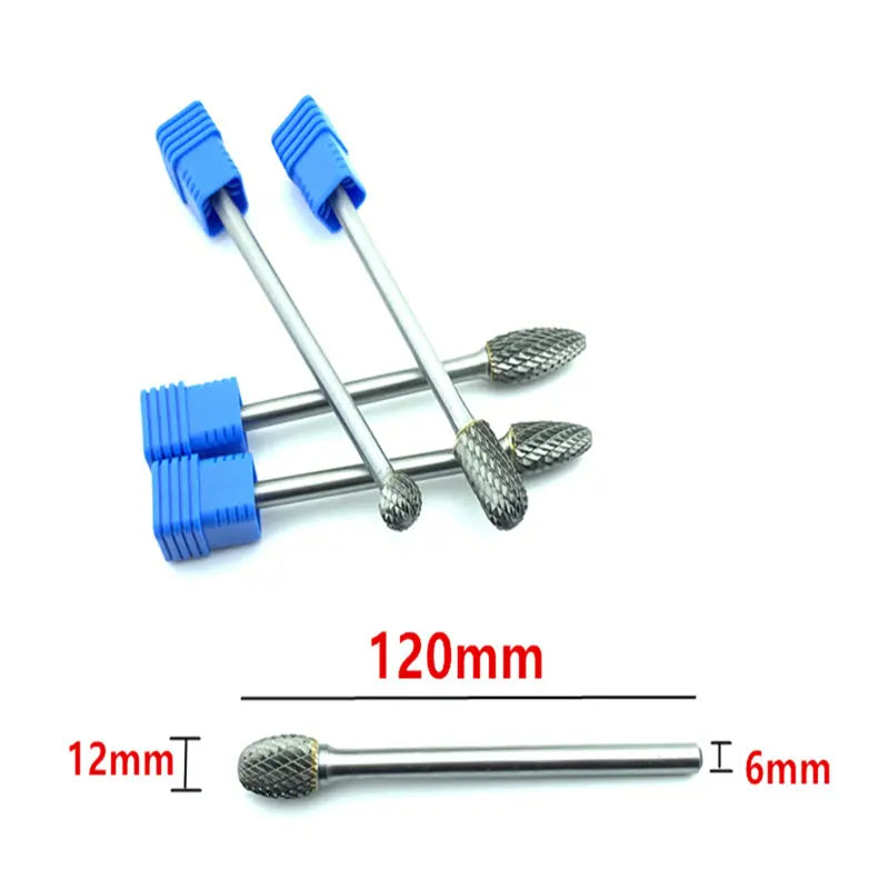 Jrealmer 6x12x120mm Long Tungsten Carbide Burrs for dremel Grinding Steel Grinding Wood Grinding