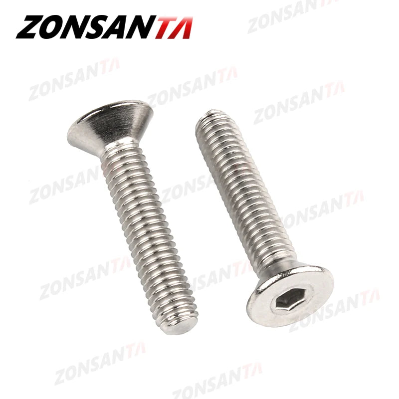 ZONSANTA M2 M2.5 M3 M4 M5 M6 Din7991 304 stainless steel Bolt Hexagon Hex Socket Flat Head Countersunk Screw Furniture screws