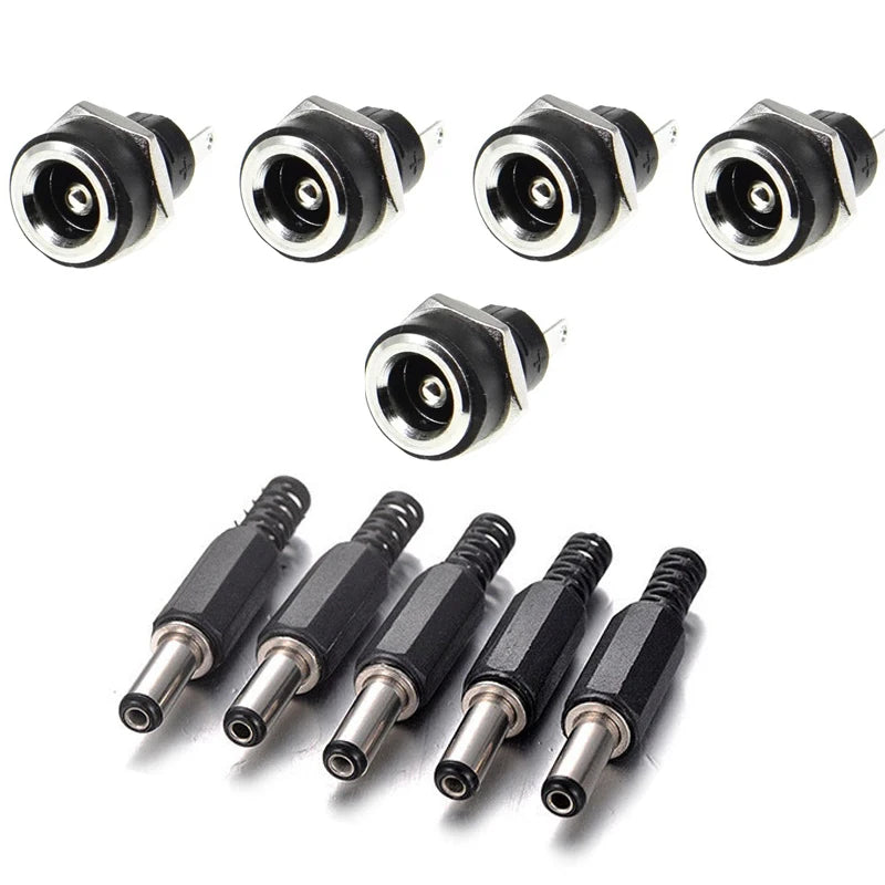 10 STÜCKE DC Stromanschluss pin 2,5x5,5mm Buchse + Stecker Buchse Adapter PCB Mount DIY Adapter Stecker 5,5x2,5 