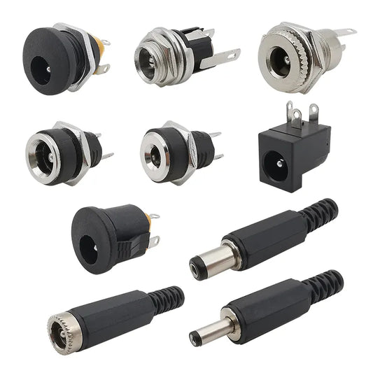 10Pcs DC Connectors 5.5x2.1mm 3.5x1.3mm DC Power Plug Male Female Jack Socket Nut Panel Mount DC Power Adapter Connector 5.5*2.1