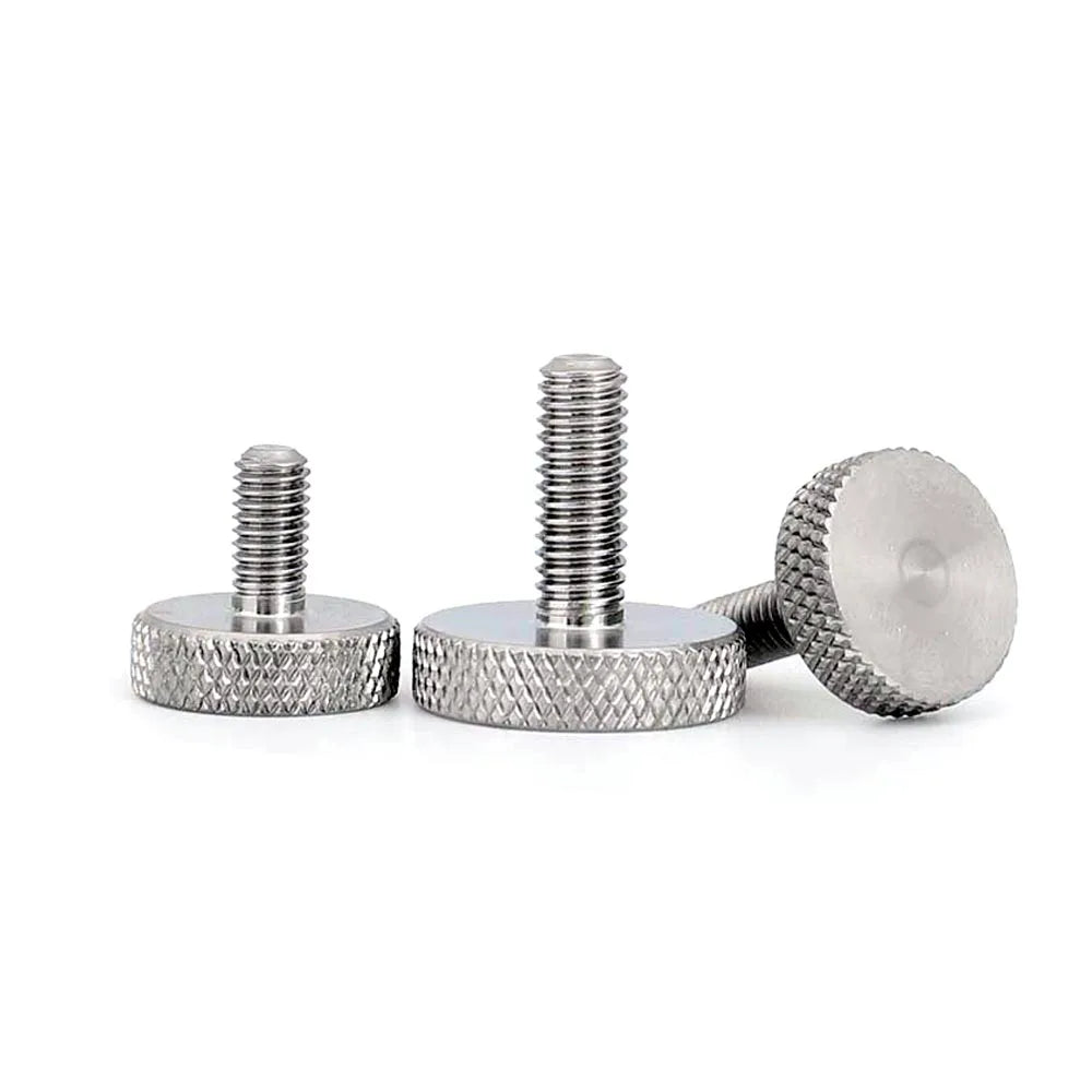 1/5pc M3 M4 M5 M6 M8 M10 GB835 304 A2-70 Stainless Steel Knurl Flat Head Hand Tighten Curtain Wall Glass Thumb Screw Bolt DIN653