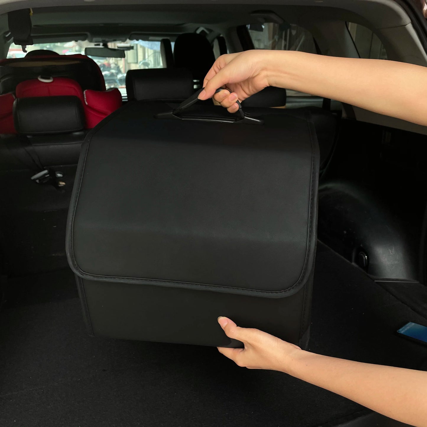 Boîtes de rangement pour voiture Boîte de rangement automatique pliable Sac de coffre étanche en cuir PU Grande capacité Multicolore SUV Voitures Rangement Rangement 