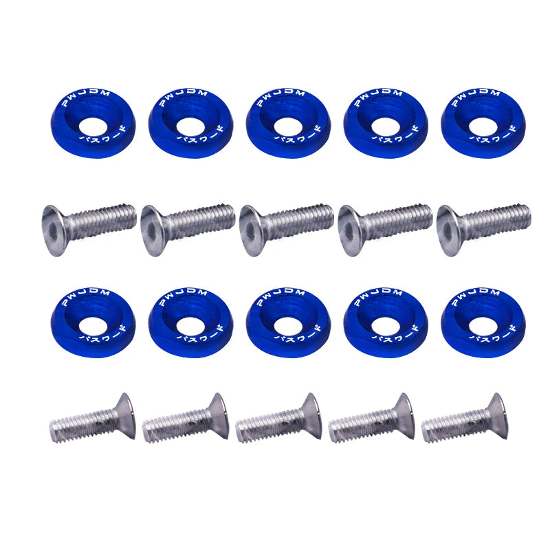 10PCS M6 JDM Car Modified Hex Fasteners Fender Washer Bumper Engine Concave Screws Fender Washer License Plate Bolts Car styling