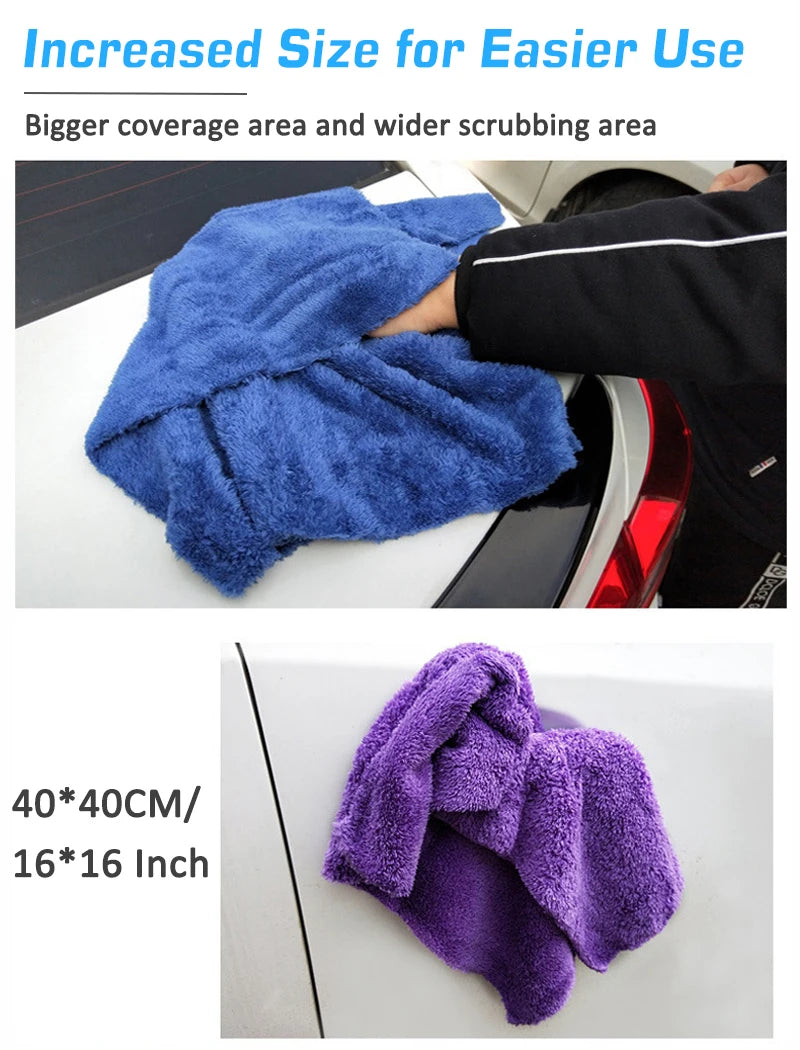 3/5/10pcs Car Wash Microfiber Towel Cleaning Drying Car Polishing Cloth Soft Edgeless Car Detailing Waxing Towel 40X40CM 350GSM