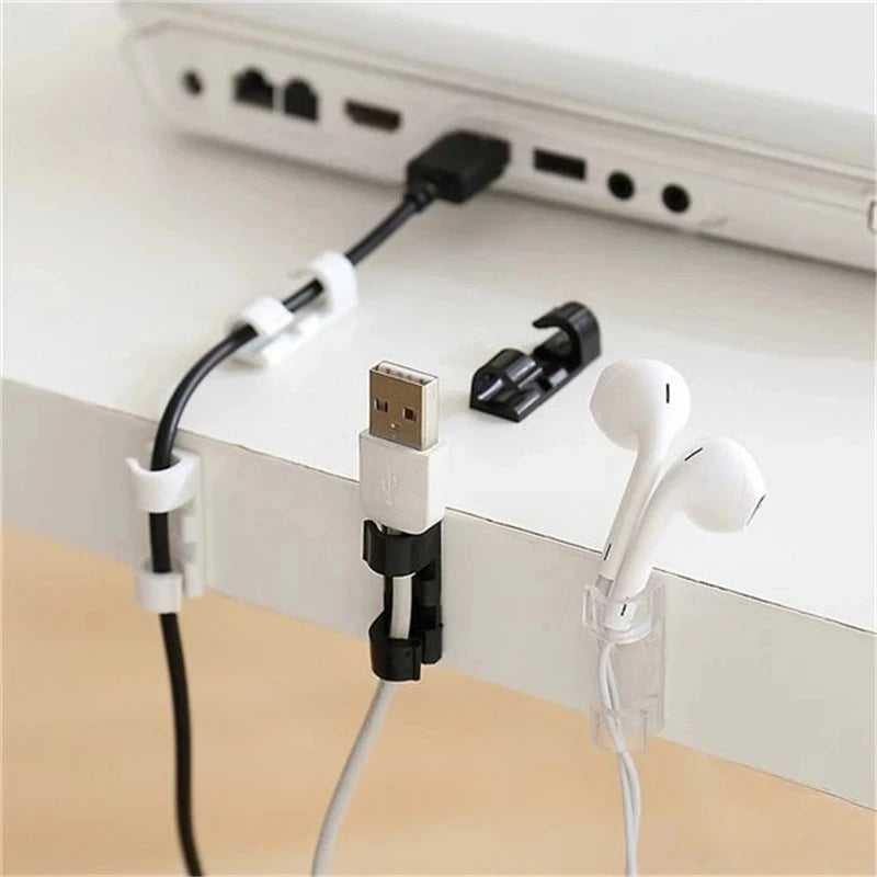 Universal Cable Organizer USB Cable Winder Desktop Tidy Cable Management Clips Cord Holder Wall Wire Manager Data Line Organizer