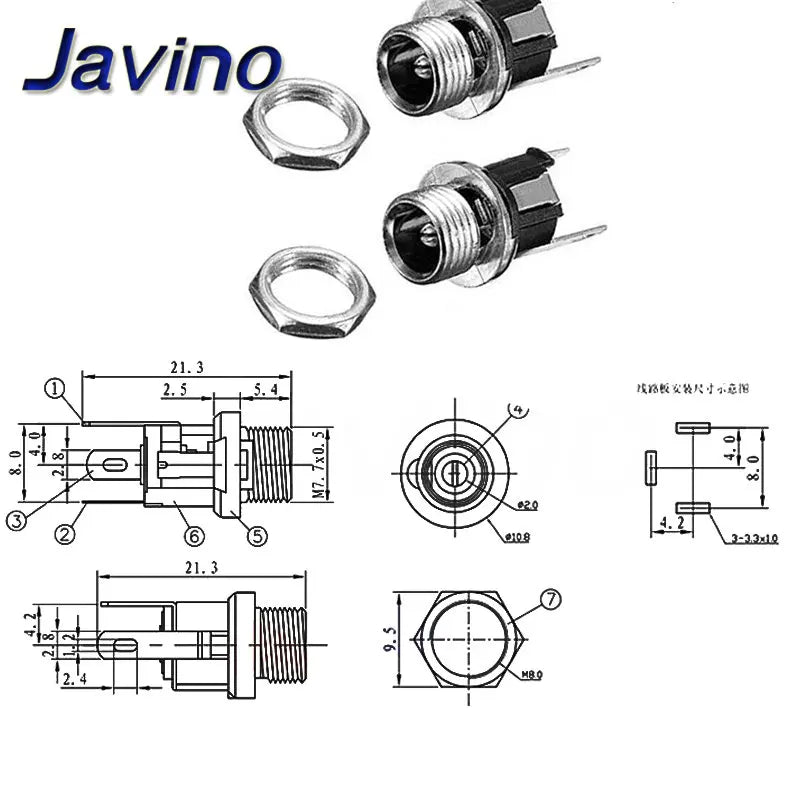 10 STÜCKE DC Stromanschluss pin 2,5x5,5mm Buchse + Stecker Buchse Adapter PCB Mount DIY Adapter Stecker 5,5x2,5 