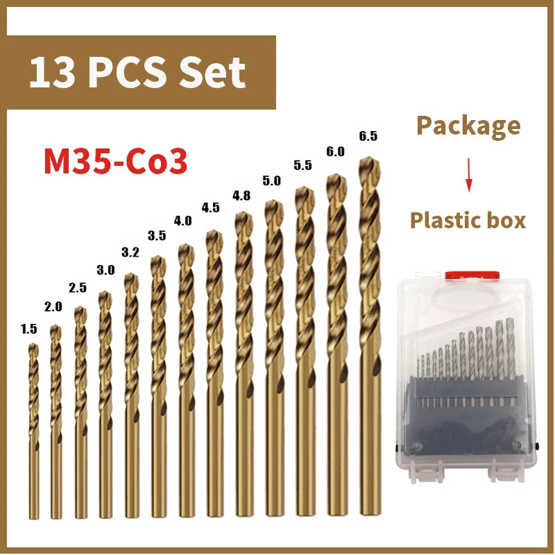 Cobalt High Speed Steel Twist Drill Bit M35 Stainless Steel Tool Set Of Drills Accessories For Metal Stainless Steel Drilling