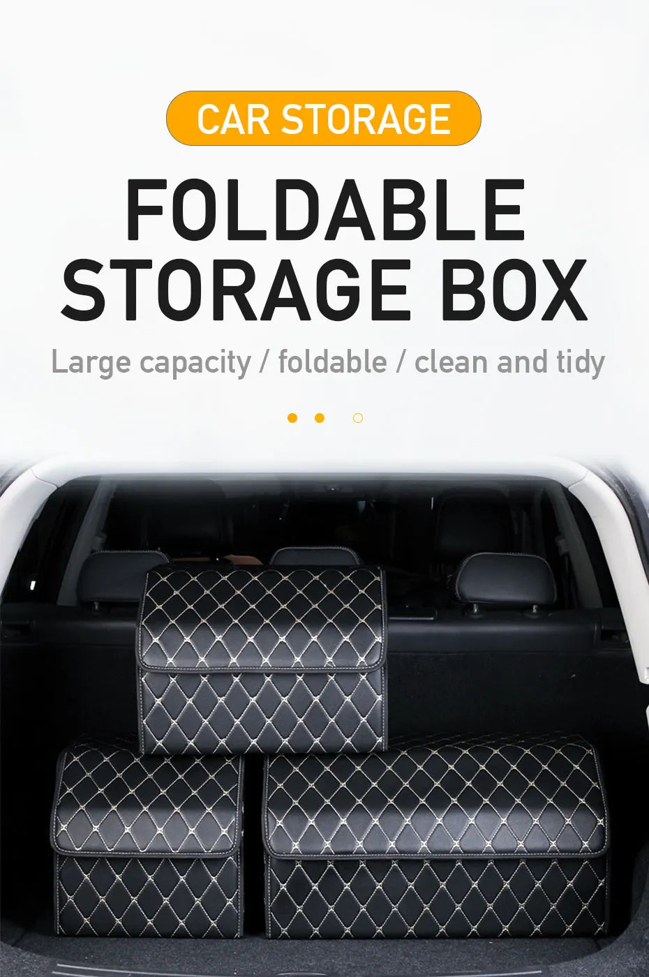 Car Trunk Organizer Storage Box PU Leather Auto Organizers Bag Folding Trunk Storage Pockets for Vehicle Sedan SUV Accessories