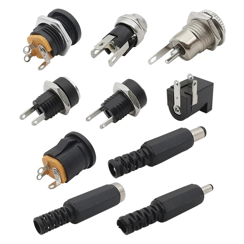 10 Stücke DC-Anschlüsse 5,5x2,1mm 3,5x1,3mm DC Netzstecker Männlich Weiblich Jack Buchse Mutter Panelmontage DC Netzteilanschluss 5,5*2,1 