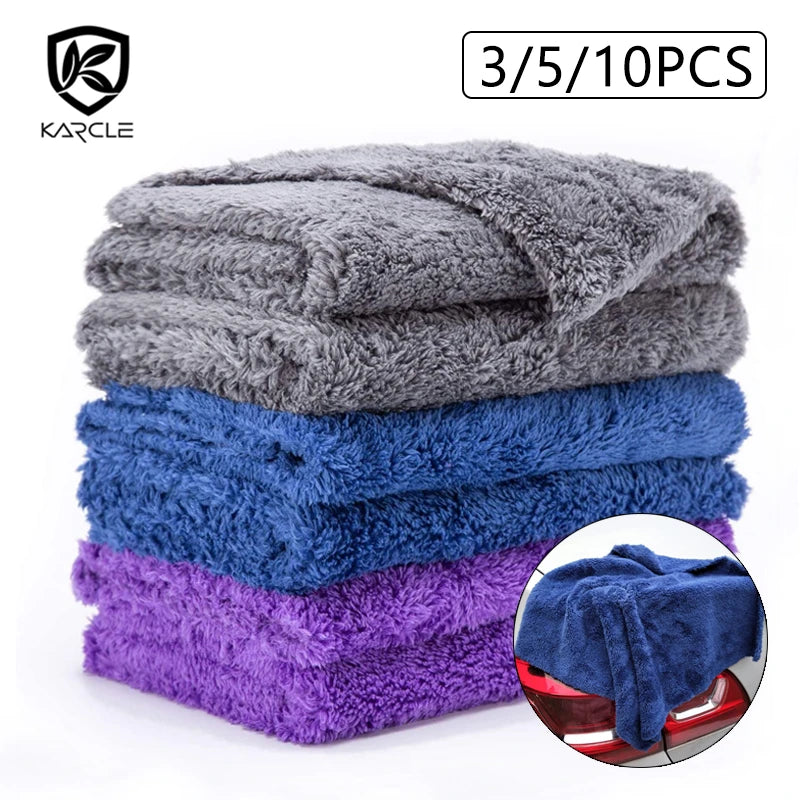 3/5/10pcs Car Wash Microfiber Towel Cleaning Drying Car Polishing Cloth Soft Edgeless Car Detailing Waxing Towel 40X40CM 350GSM