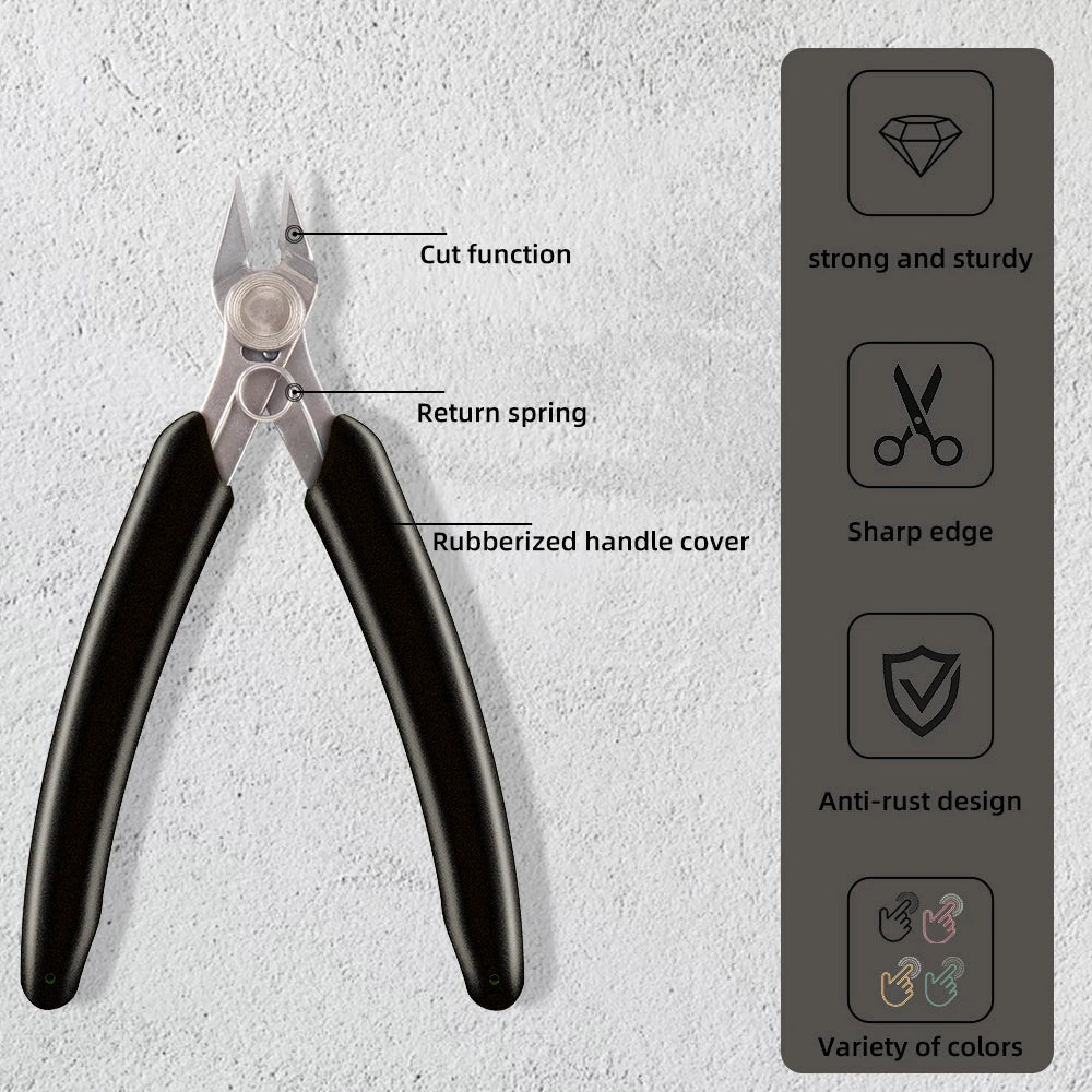Mini coupe-fil multi-styles, pince diagonale, petit coupe-fil, pince électronique, fils, poignée en caoutchouc isolante, modèle d'outils à main, bricolage 